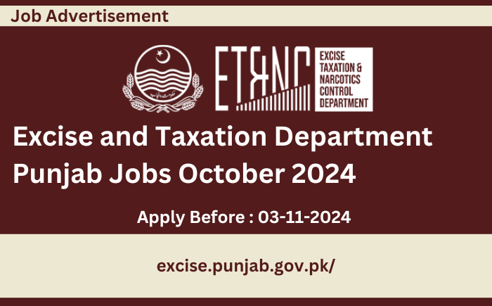 Excise and Taxation Department Punjab Jobs October 2024